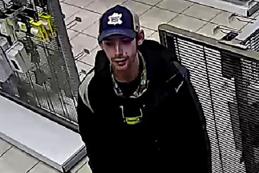 The suspect in a Jan. 22 theft of more than $2,500 in merchandise from an electronics store in the Antigonish Market Square. CONTRIBUTED