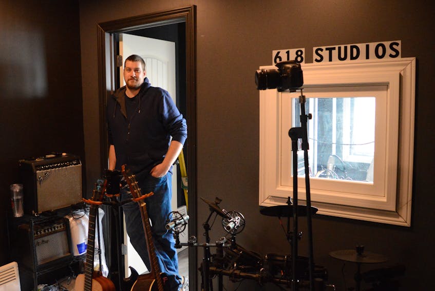 From just days before Music NL Week hit Twillingate, Mike Sixonate was hard at work single-handedly turning this former storage shed into a fully-equipped recording studio. Now the studio is ready for operation, and Sixonate had his first client within two days of completing the project.