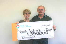 Ronda Boyde and Lorne Deering of Lewisporte are celebrating a holiday lottery win.