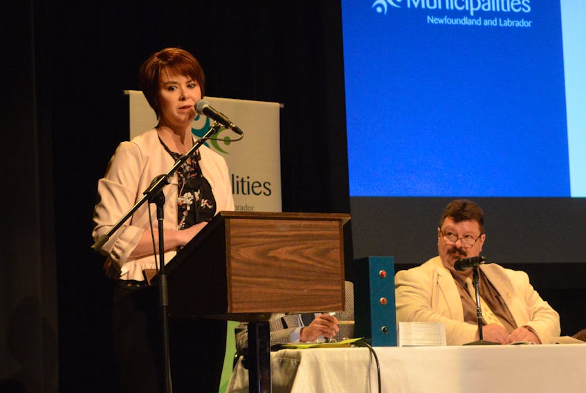 Municipalities Newfoundland and Labrador Vice President and Mayor of Roddickton-Bide Arm, Sheila Fitzgerald, read out resolutions the morning of Saturday of Oct. 6, as mayors and councillors from across the province weighed in on the issues.