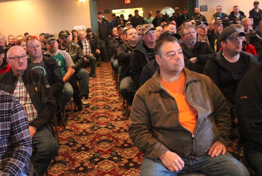 Hundreds of 3K crab fishermen from the province’s northeast coast gathered in Grand Falls-Windsor March 13 to talk about the possibility of a 30 per cent cut to crab quotas, based on information being presented by the Department of Fisheries and Oceans in meetings with fishers. Many of them say if the DFO decide to cut quotas by that much, it will be devastating for many inshore fishing enterprises and crewmembers.