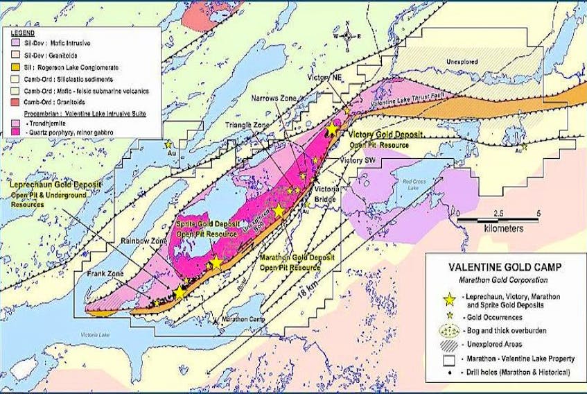 Valentine Lake, approximately 80 kilometres from Milliertown, has a discovery of more than four million ounces of gold. According to Marathon Gold president and CEO Phillip Walford, a mine comes with a 12 year life expectancy.