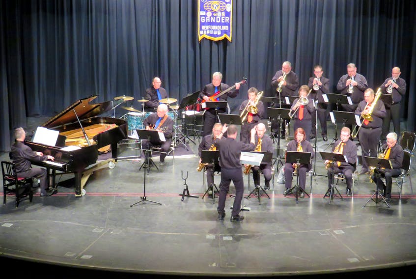 The Exploits Jazz Band performs in April 2019 at the Gander Music Festival.
