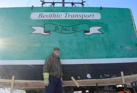 To meet the required maximum length of 39’11, Toogood Arm fisherman Bob Randell is currently cutting off the back of his longliner vessel at the slipway on Twillingate Island. - Kyle Greenham