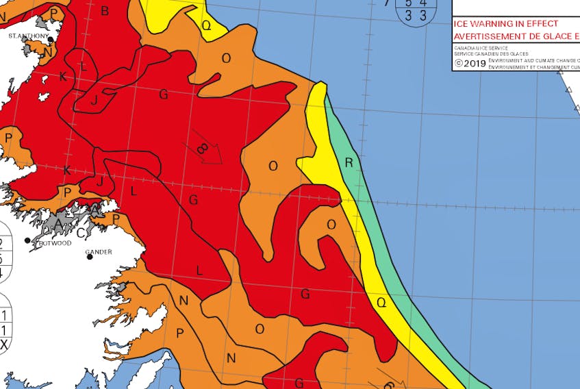 Ice conditions along the northeast coast of Newfoundland on March 5 indicated a nine-tenths concentration buildup between St. Anthony and Cape Freels, meaning very little open water. - Environment and Climate Change Canada