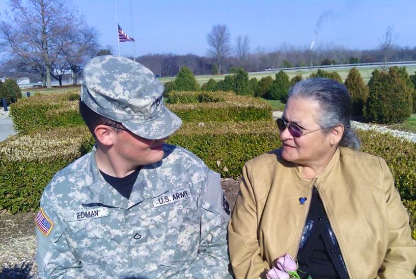 Amy Gallo, right, with her son Camulus, visit the site of the Gander memorial, in Hopkinsville, Kentucky, USA. The site was established to remember the victims of the Arrow Air crash, near Gander, on Dec. 12, 1985, that claimed the lives of 248 American soldiers and eight crew members. To this day it’s the largest aviation disaster to occur on Canadian soil.