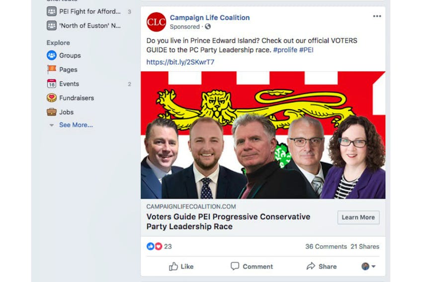 This is a screengrab of a Facebook ad funded by the Campaign Life Coalition.