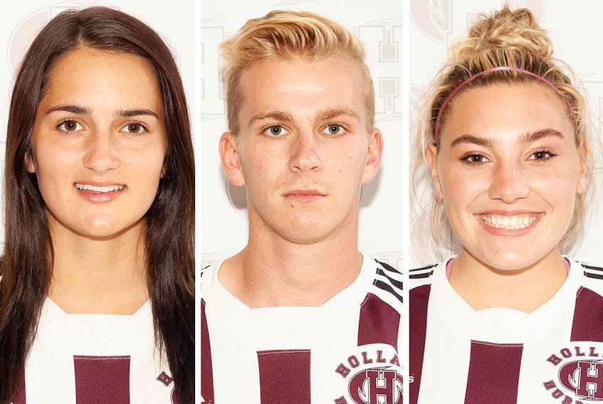 T-Anna Fraser, Bobby Gamba and Nicole Fergusson play soccer for the Holland College Hurricanes.