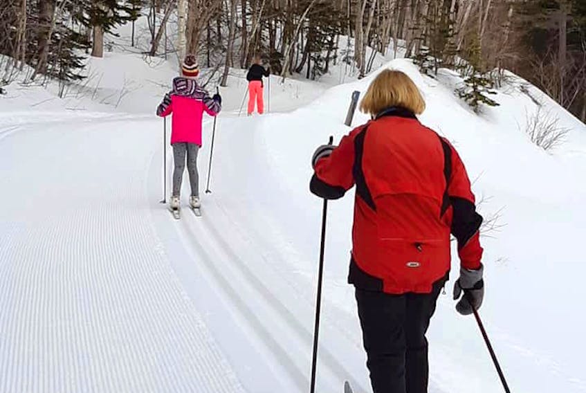 Skiers on a North Highlands Nordic ski club trail. The organization was in jeopardy of losing the three rooms they rent from the Northern Victoria Community Centre because of a leasing dispute. CONTRIBUTED/FACEBOOK 