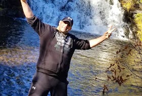 B.J. Holland, 40, stands near local waterfalls during a hike last October, shortly after he returned to Cape Breton. The hike was a milestone for the North Sydney man in his recovery from cocaine and opioid addiction. By documenting moments like these on his SoberLife LiveLife social media channels, Holland hopes to give others the support they need to recover from substance use disorder. CONTRIBUTED 
