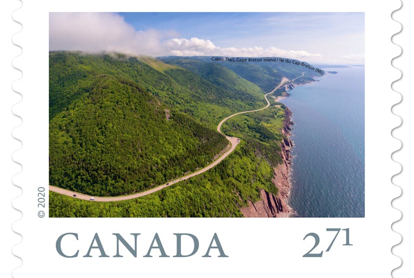 Sydney Mines-based photographer Adam Hill used a drone to capture this photograph of the Cabot Trail. The image taken from atop the Skyline Trail is apart of the third edition of 'From Far and Wide' stamp series released by Canada Post. CONTRIBUTED