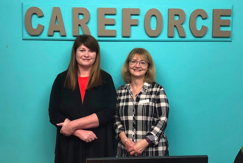 Phyllis MacDonald, left, of Pictou County Home Care and Debbie Raine of the Kentville-based Careforce have inked a deal to combine the two co-op businesses.