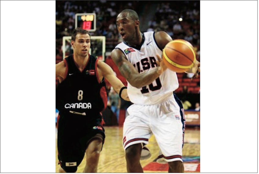 Twitter/@cenglish 23 — Carl English Tweeted out this picture of him playing for Canada against Kobe Bryant (10) and the United States.