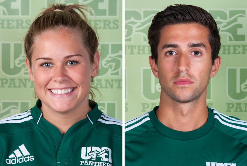Sophie Carragher, left, and Nacho Sanchez play rugby and soccer, respectively, for the UPEI Panthers.