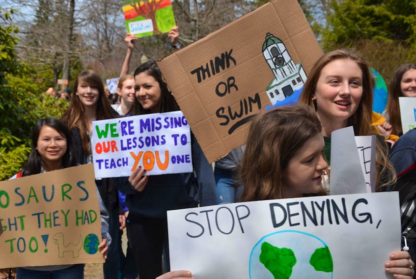 Hundreds of high school students marched in downtown Halifax during a recent protest against government inaction on climate change.