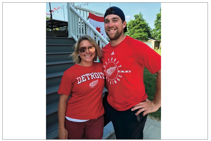 After he signed a two-year contract with the Detroit Red Wings on Sunday, former St. John's IceCaps scoring leader Chris Terry and his wife Chelsey were sporting Red Wings duds for a Twitter message.