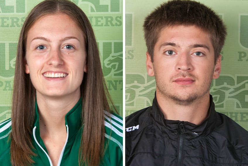 Rachel Colle and Filip Rydstrom are hockey players for the UPEI Panthers.