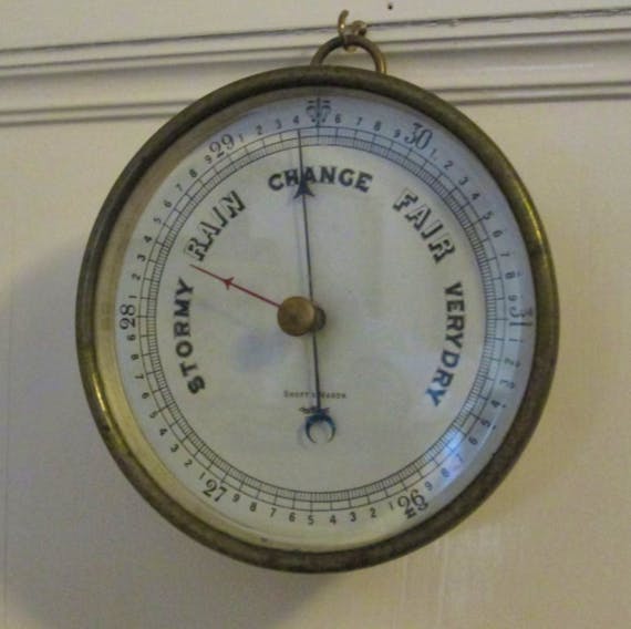 Barometers measure our weather’s highs and lows. This is the barometer that Ron Gilkie’s grandfather used on Sambro Island N.S. Today, Ron proudly displays it in his kitchen, where we can look at it every morning to determine what the weather might be like for the day.