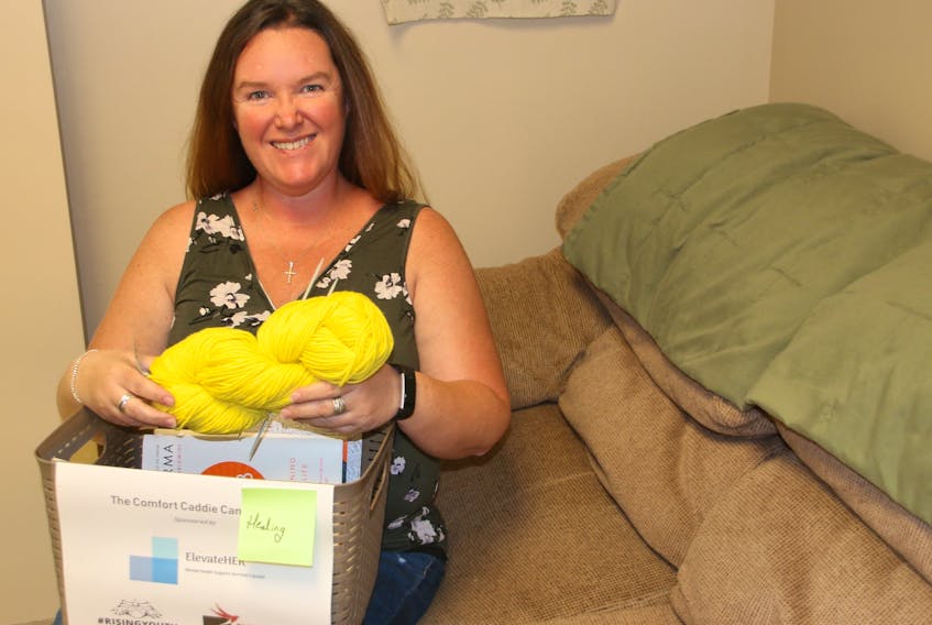 Brandy White came up with the idea of putting together Comfort Caddies. They’ve been provided to local organizations where many of the people who come in will be under stress.