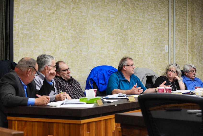 County councillors discussed many topics during the most recent meeting of council, including amending the flag policy, a policy they adopted. The six councilors pictured are, from left, Dan Rector, Ernie Gilbert, Mike McLellan, Doug Williams, Maryanne Jackson and Norman Rafuse.