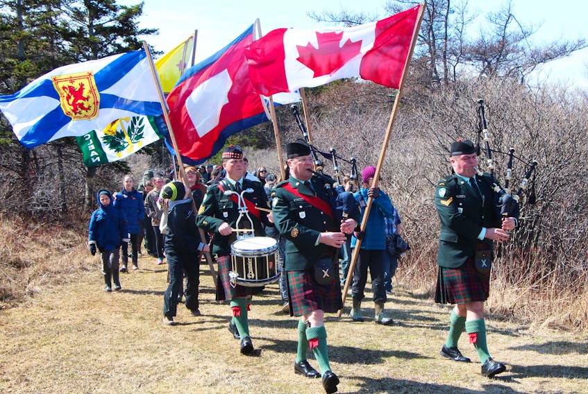 The traditional parade to the Culloden Memorial Cairn in Knoydart, Pictou County helps launch the annual Battle of Culloden commemoration ceremony. This year, the gathering will take place Saturday, April 27, beginning at 11 a.m. Richard MacKenzie
