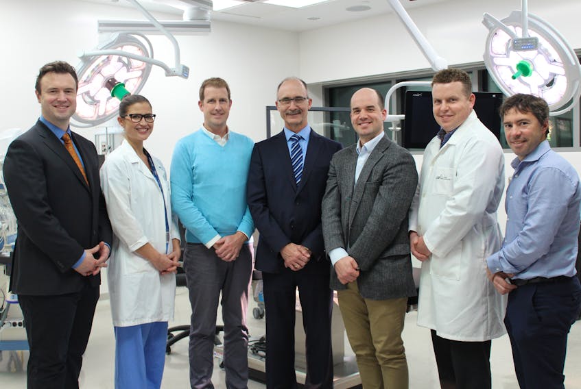 Dartmouth General Hospital Orthopedic Surgeons Dr. Richard Hurley (from left), Dr. Jennifer Leighton, Dr. David O’Brien, Dr. Doug LeGay, Dr. Duncan Smith, Dr. Brendan O’Neill and Dr. Nathan Urquhart are excited to use their new operating theatres.
PHOTO CREDIT: Contributed