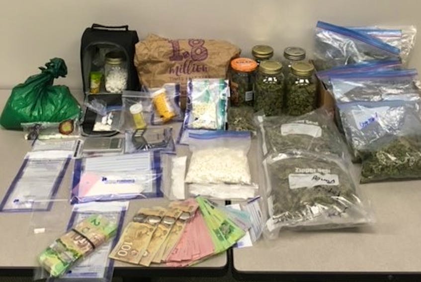 Truro Police Service displays drugs and cash seized during a bust on Kaulback Street, on Nov. 10.