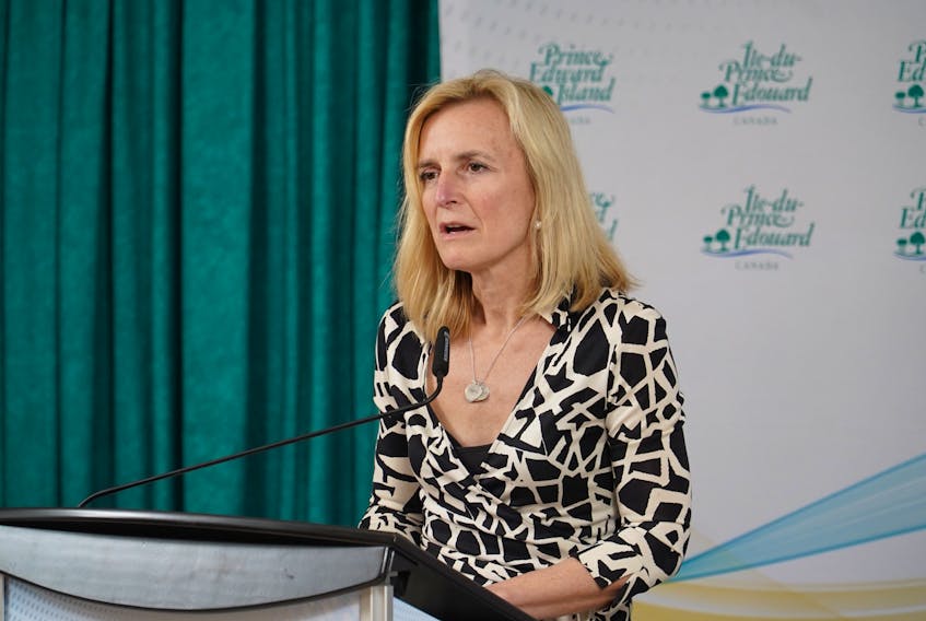 Chief public health officer Dr. Heather Morrison gives an update on the coronavirus (COVID-19) during a news conference on March 26, 2020.
