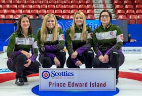 Prince Edward Island is being represented by the Suzanne Birt rink from the Montague Curling Club at this year's Scotties Tournament of Hearts. From left are Birt, vice-skip Marie Christianson, second Meaghan Hughes and lead Michelle McQuaid. Mitch O'Shea is the team's coach. Curling Canada/Andrew Klaver