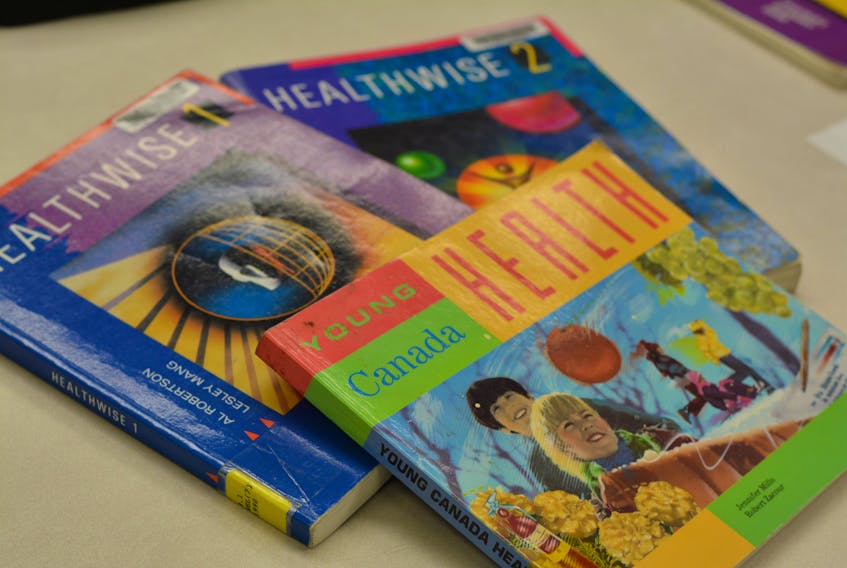 The textbooks are available at Memorial University's education library. Here are "Healthwise 1" for Grade 7, "Healthwise 2" for Grade 8 and "Young Canada Health 3" for Grade 6.