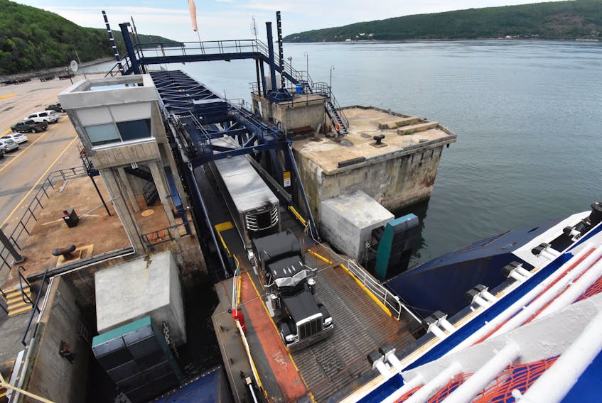 A transport truck loads into the Fundy Rose ferry prior to a summer crossing between Digby, N.S. and Saint John, N.B.
 TINA COMEAU PHOTO