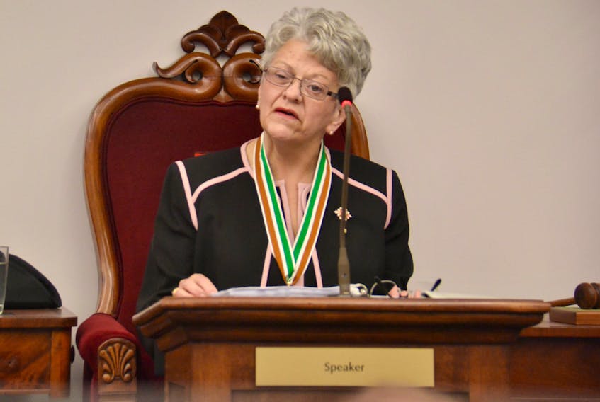 P.E.I. Lt.-Gov. Antoinette Perry delivers the throne speech Friday morning. The speech must be passed in the legislature and is the first test of the minority government of Dennis King.