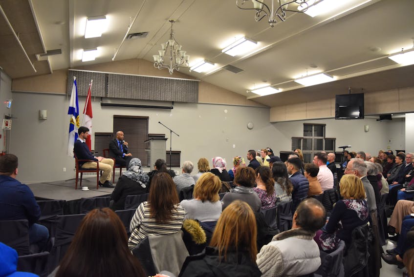 Central Nova MP Sean Fraser and federal Immigration Minister,  Ahmed Hussen spoke to a full room at Summer Street Industries on Saturday, March 2.