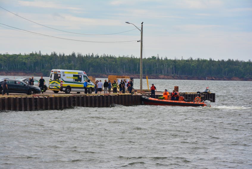 A car drove over a wharf into the Summerside Harbour Tuesday.