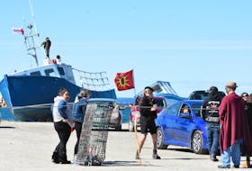 On Saturday, Sept. 19 access onto the Saulnierville wharf was limited to First Nation fishers and their supporters. TINA COMEAU PHOTO