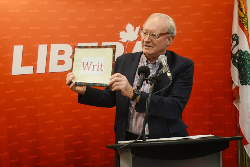 P.E.I. Premier Wade MacLauchlan dropped the writ to officially kick off a spring 2019 provincial election campaign during a Liberal party nomination meeting in Charlottetown on Tuesday, March 26, 2019.