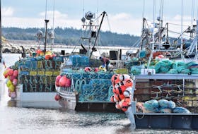 Lobster vessels were loaded with gear and traps on the Nov. 28-29 weekend but in LFA 34 they will sit idle on the last Monday of November as winds forecasted for later in the day on Nov. 30 has postponed the start of the fishery in this fishing district. LFA 33, which sees a different forecast, will open on Nov. 30. TINA COMEAU PHOTO