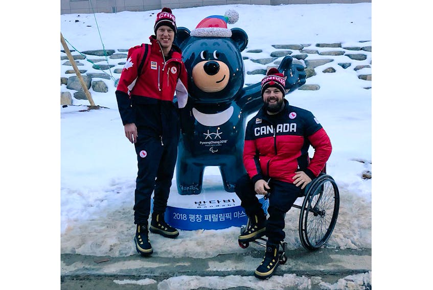 Mark Arendz, left, and Billy Bridges are in Pyeongchang, South Korea, where they will compete in the Paralympic Games. Bridges posted this picture to his Twitter account.