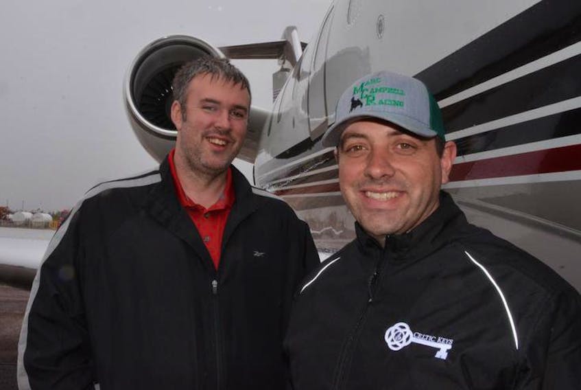 David Morgan, shown with business partner Damian Ramsay, owner of Celtic Air Services and operator of the Allan J. MacEachen Airport outside Port Hawkesbury, is concerned the federal government is going to help finance a competing airport in Inverness, which could drive Celtic Air out of business.
