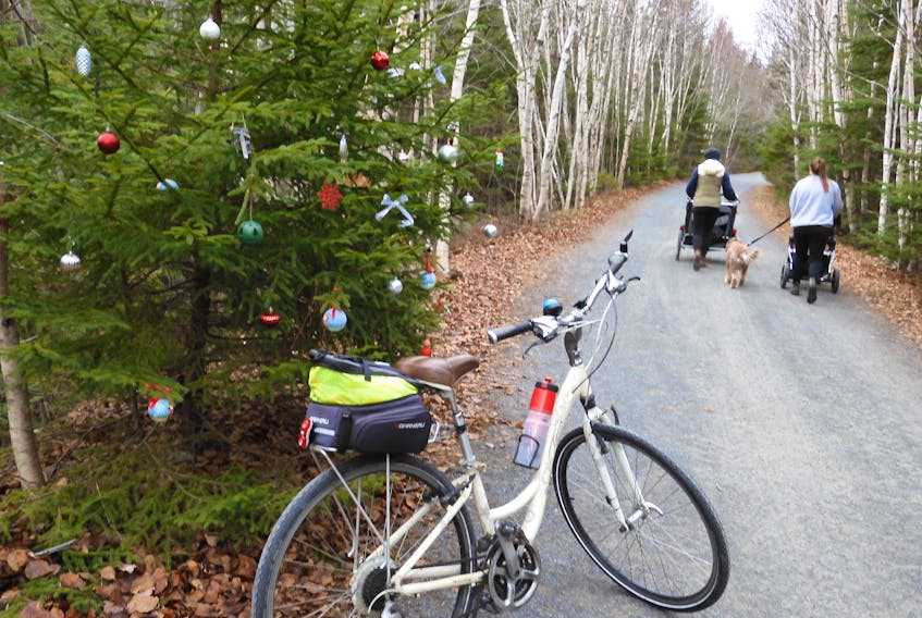 Last week, while out for her last trail ride of the year, Linda Moakler happened upon a very “uplifting scene” on the BLT trail in Halifax.  It brought a smile to Linda’s face and she wanted to pass along this message:  “To the person(s) who did this and other like-minded people, it's a joy to come across this in the peacefulness and serenity of a solo bike ride. Thank you for your thoughtfulness; no doubt other riders like it as well.  A bright spot in a bit of a rough world.  Merry Christmas.”