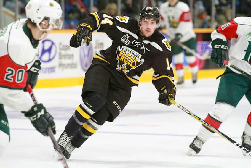 Antigonish’s Declan Smith, pictured in action last season for the Cape Breton Screaming Eagles, has been named captain of the QMJHL team for the 2018-19 season. Cape Breton Screaming Eagles