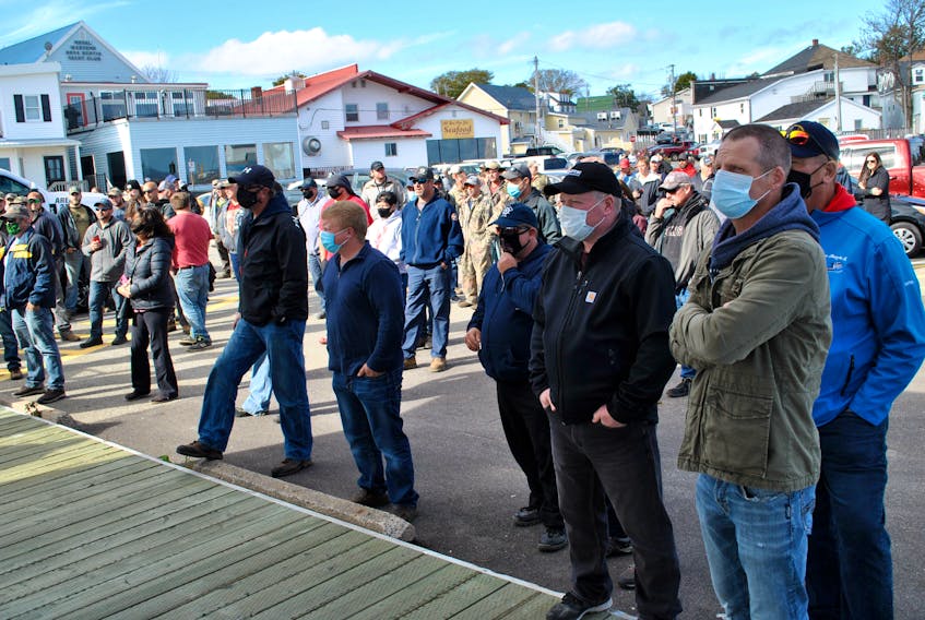 Commercial fishermen and family members held a peaceful protest in Digby on Tuesday afternoon. KATHY JOHNSON