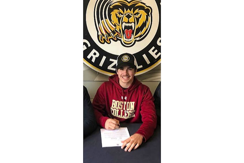 Alex Newhook of St. John's signed his Letter of Intent this week to attend Boston College on a full athletic scholarship.