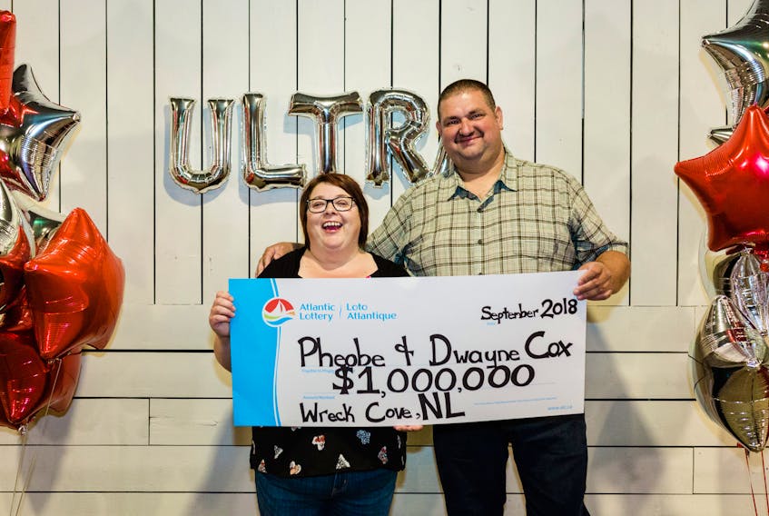 Pheobe and Dwayne Cox of Wreck Cove won $1 million on a Scratch’N Win ticket.