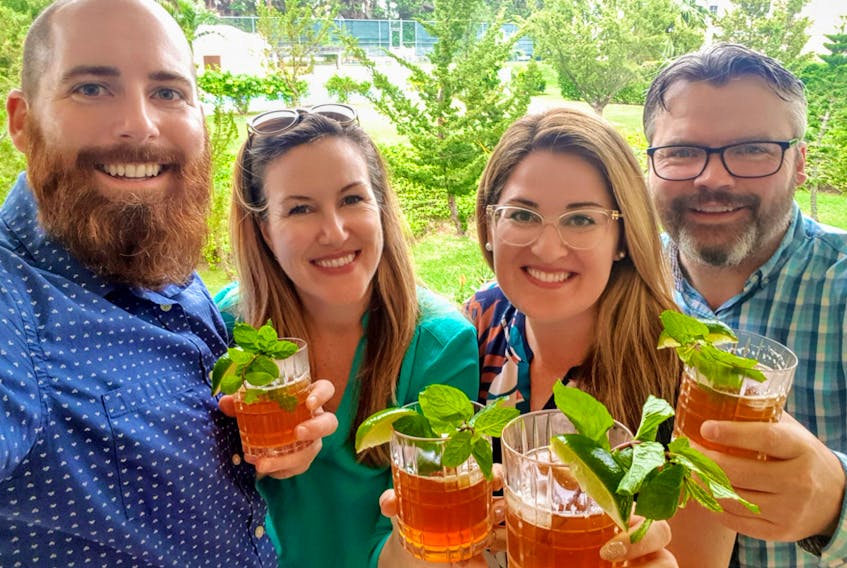 It’s the name of their signature drink but there’s nothing Dark’n’Stormy about Bermuda. (From left) Ryan Sulley, Angela Sulley, Erin Sulley, Paul Pickett. — Ryan Sulley photo

