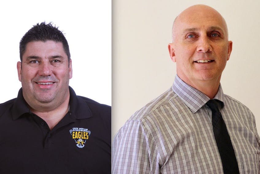 Jacques Carrière, left, was named the Cape Breton Screaming Eagles new general manager on Friday. Prior to accepting the position, he was Cape Breton's head scout and assistant general manager. John Hanna, right, was named the team's new assistant general manager of hockey operations. Hanna served various roles with the Screaming Eagles including as scout, assistant coach, strength and conditioning coach and board member.