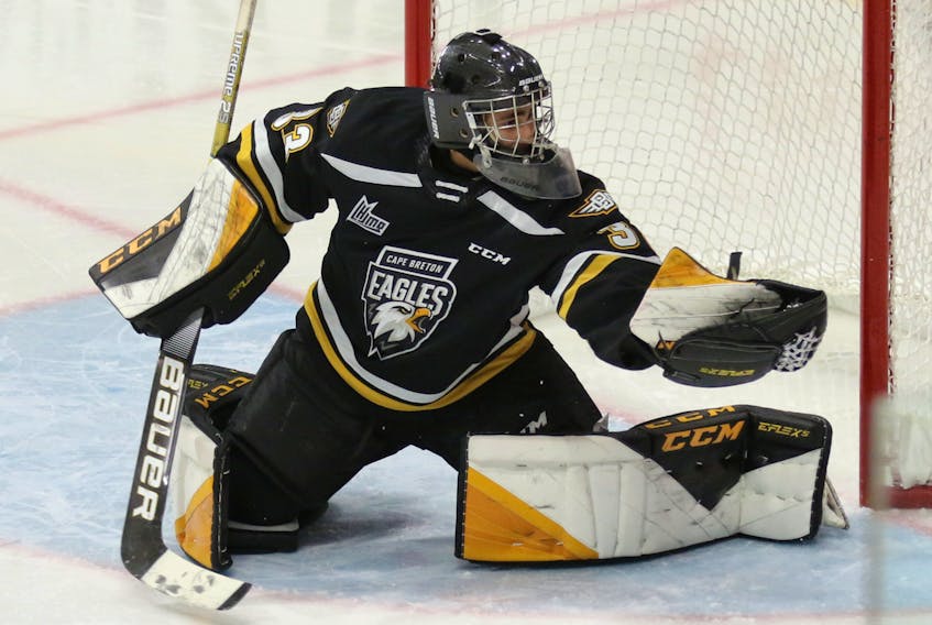 Nicolas Ruccia picked up his first career Quebec Major Junior Hockey League victory in the Cape Breton Eagles' 6-2 win over the Charlottetown Islanders at Centre 200 on Saturday.