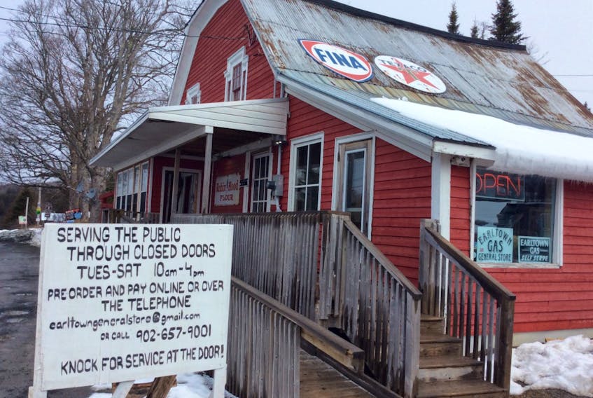 The Earltown General Store in Colchester County has closed its doors but is serving the public by providing groceries and baked goods for pickup on the store doorstep. Brent Halverson/Contributed