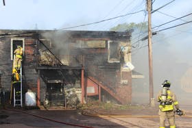 Firefighters from Tignish, Miminegash, and Alberton Fire Departments worked to extinguish a fire at Eugene's General Store in Tignish that broke out around 12 p.m. on Sunday.