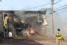 Firefighters from Tignish, Miminegash, and Alberton Fire Departments worked to extinguish a fire at Eugene's General Store in Tignish that broke out around 12 p.m. on Sunday.